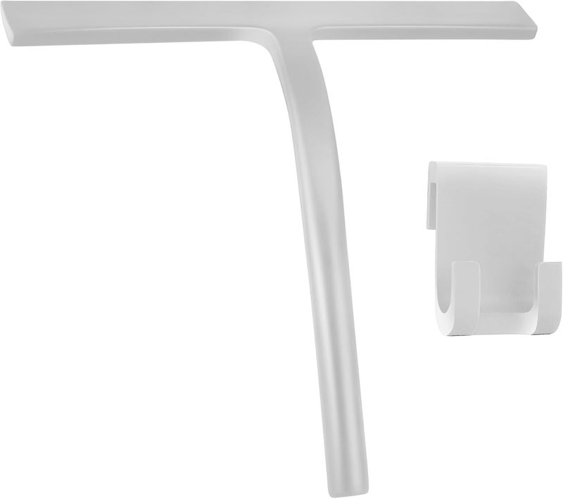 DNZPFU Shower Squeegee for Glass Doors, Mirror Window Tile Scrubber Cleaner with Hook Silicone (Gray) - Image 1